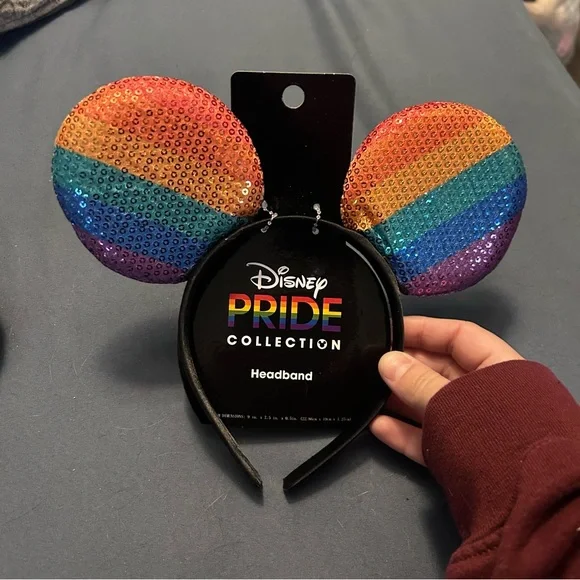 NWT Disney Parks Pride Collection Rainbow Sequin Minnie Mouse Ears Headband