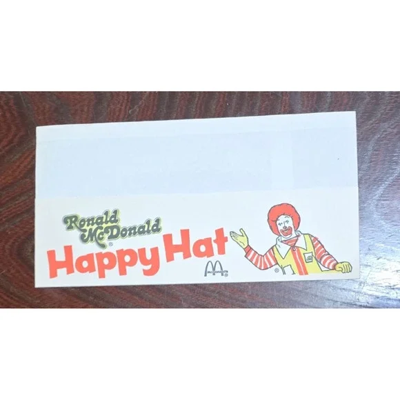 Vintage McDonalds Ronald Happy Hat Paper Hat Cap Rare Older