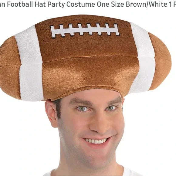 Football Fanatic Party Hat - Brown and White