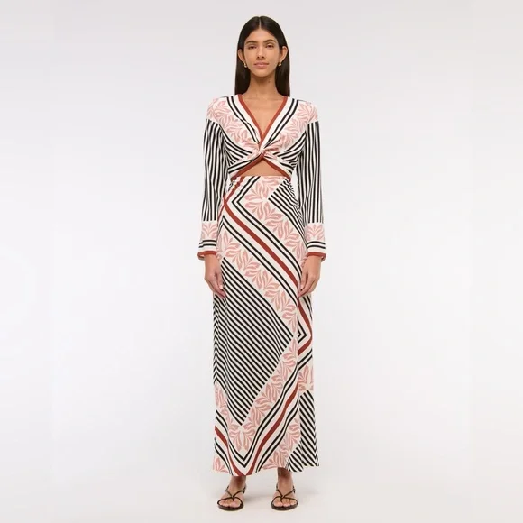 A&F Long-Sleeve Twist-Front Maxi Dress
