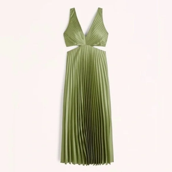 Abercrombie Satin Pleated Maxi Dress