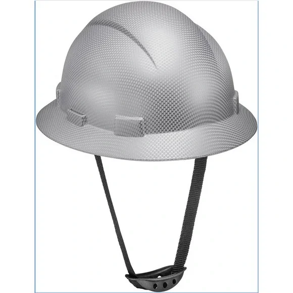 FULL BRIM Hard Hat custom hydro dipped , NEW WHITE CARBON FIBER - C G & G - OSHA