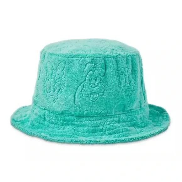 Disney Parks Mickey Mouse Bucket Terry Cloth Hat In Turquoise Adult OS New