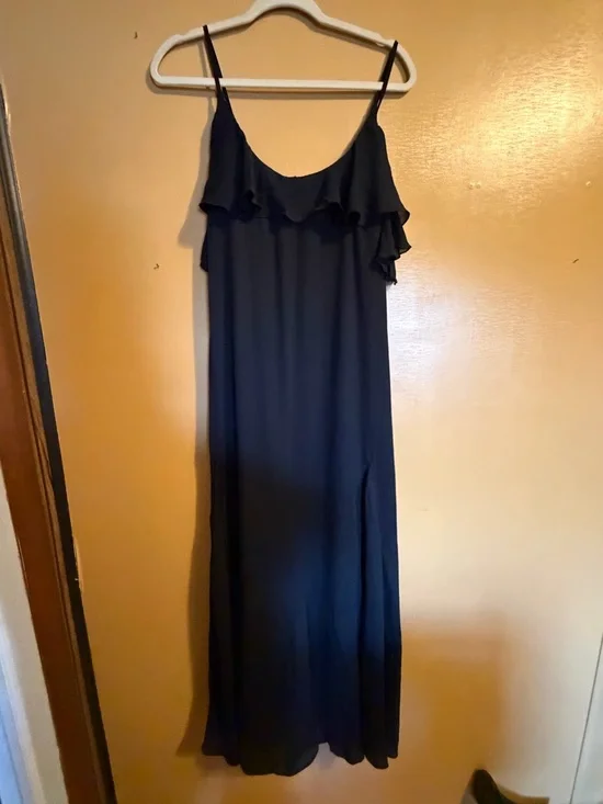 Abercrombie & Fitch Black Ruffle Maxi Dress