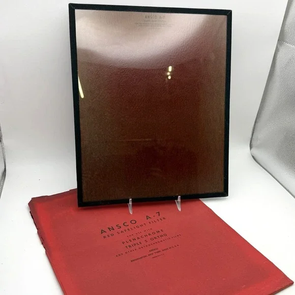 Vtg Ansco A-7 Red Safelight Glass Filter w/ Envelope Darkroom‎ Photography USA
