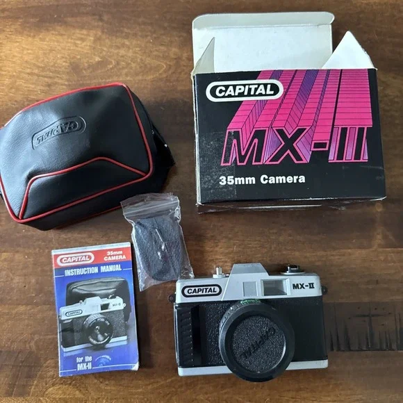 VTG CAPITAL MX-II 35MM Film Retro Camera‎ W 50MM Lens, Case w/ Paperwork and Box