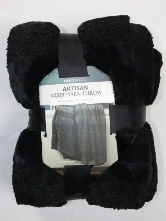 Life Comfort Arisan Mixed Yarn Throw 60x70in / 152x177cm Black