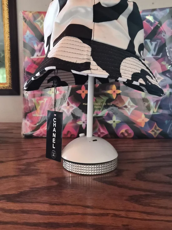 CHANEL Black & White Bucket Hat - Designer Branded Print