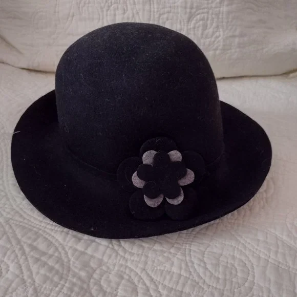 NWT Womens Ladies Wool Felt Fashion Hat Black 58