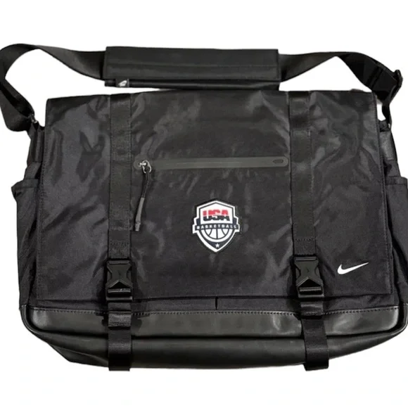 Unisex Nike USA Basketball OLYMPICS Shoulder Messenger Laptop Bag Black Pockets