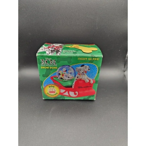 McDonald's 101 Dalmations Snow Dome Dog Sledding 1996