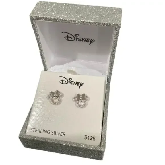 Disney Minnie Mouse Sterling Silver Girls 14+ Earrings NEW