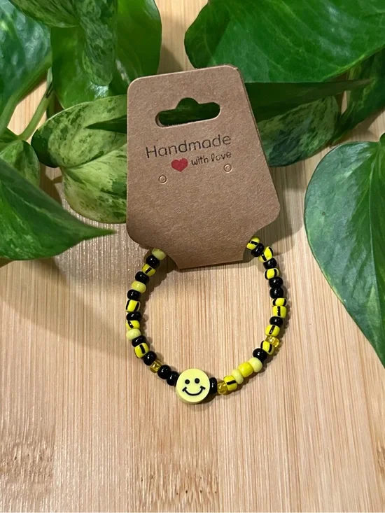 😊✨ Smiley Face Stretchy Beaded Bracelet | Handmade | Clay Smiley Face Charm 😊