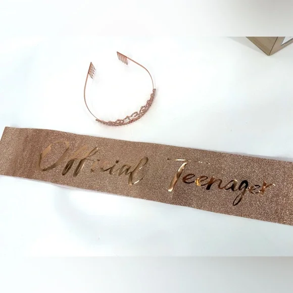 Elegant Rose Gold 13th Birthday Tiara and Official Teenager Sash