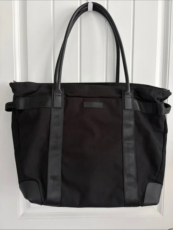 Brooks Brothers Black Wells Laptop Tote Canvas Leather Unisex
