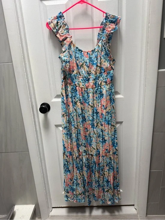 Abercrombie & Fitch Blue & Pink Floral Maxi Dress