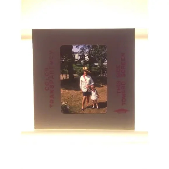 Vintage 1966 Kodachrome Woman Straw Hat Girl Portrait Photograph Color Slide