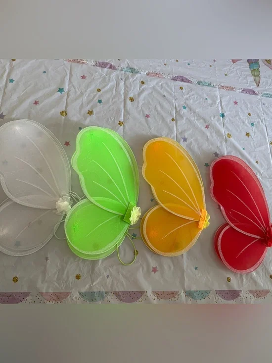 BRAND NEW Party Fairy Wings Set in White, Green, Yellow, Red - Unbranded