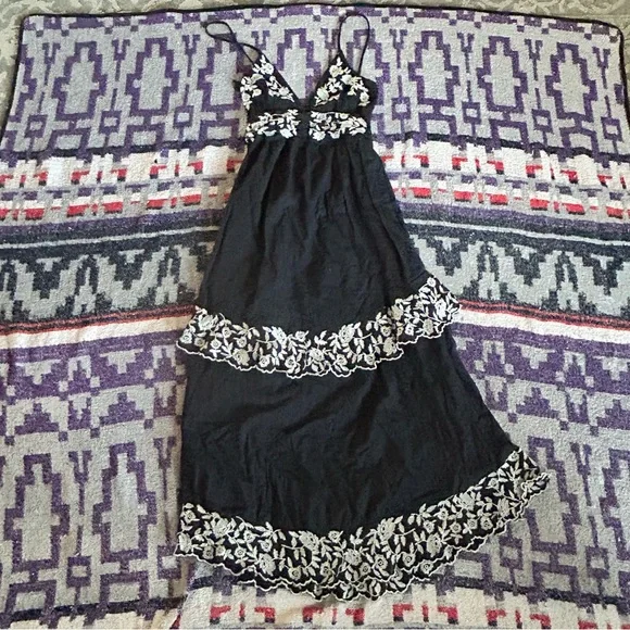 Abercrombie and fitch floral embroidered tiered maxi dress