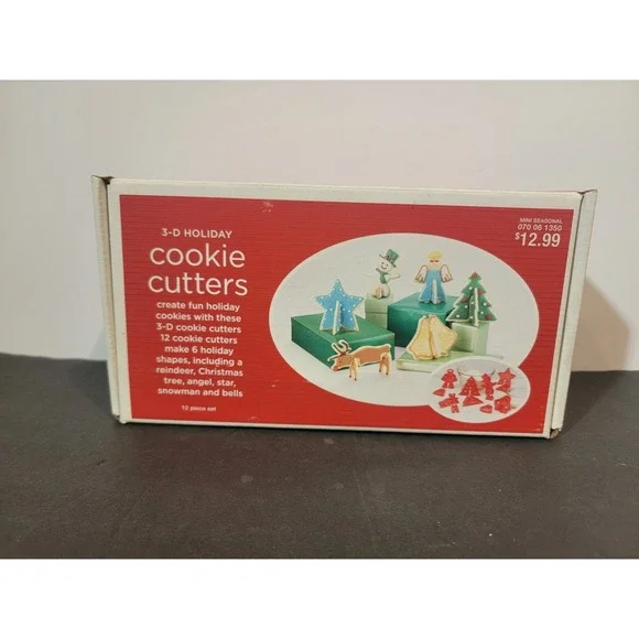 12 Vintage Target 3-D Holiday Cookie Cutters Christmas Tree‎ Reindeer Angel Set