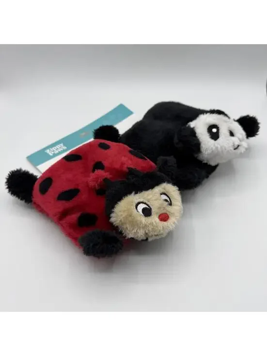 ZippyPaws Squeakie Pads 2 Pack Ladybug and Panda Squeaky Dog Toys Zippy Paws