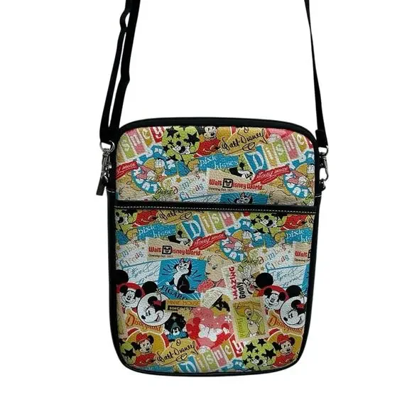 Disney Parks Classic Collage crossbody bag w/retro characters DTech case Tablet