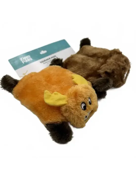 ZippyPaws Squeakie Pads 2 Pack Bear and Moose Squeaky Dog Toys Zippy Paws