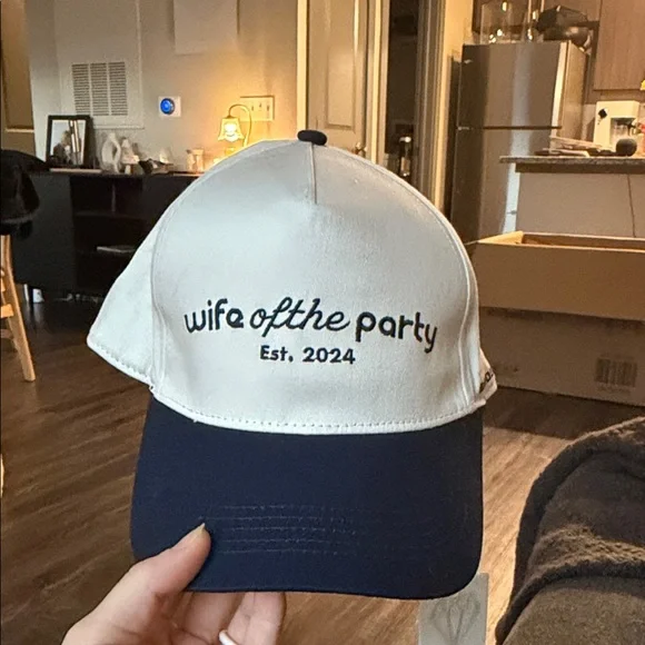 Anthropologie Wife of the Party Cap - Navy and White