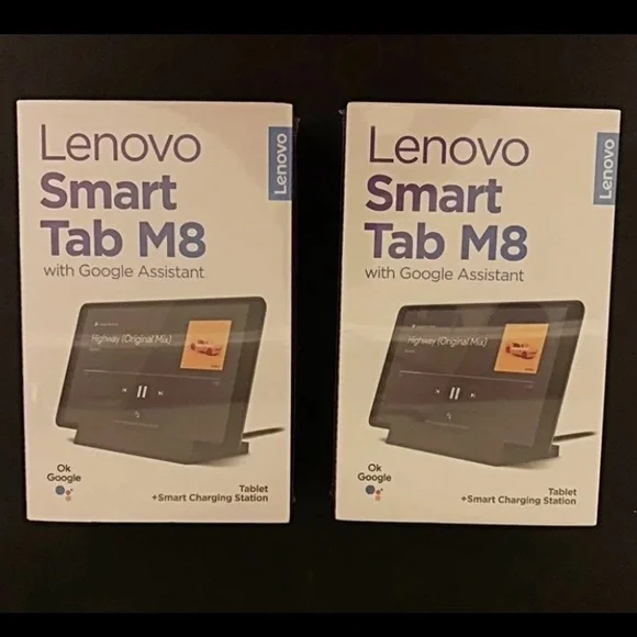 Set of 2 - New and sealed Lenovo Smart Tab M8 tablet and charging station