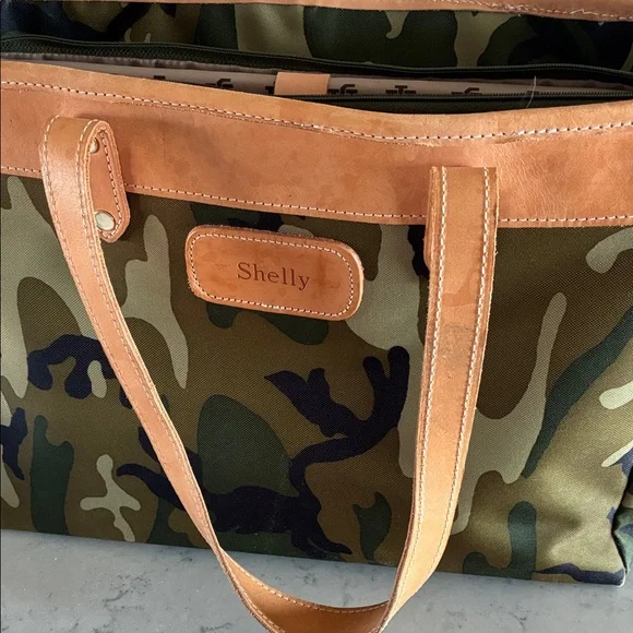 Shelly Camouflage Laptop/Diaper Bag with Tan Straps