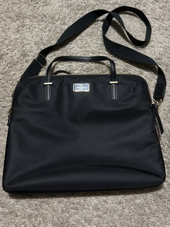 kate spade black nylon laptop briefcase with shoulder strap
