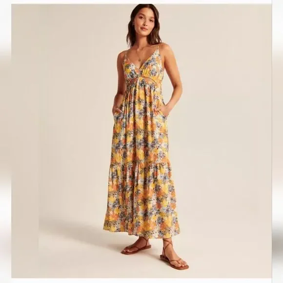 NWT Abercrombie cutout maxi dress floral