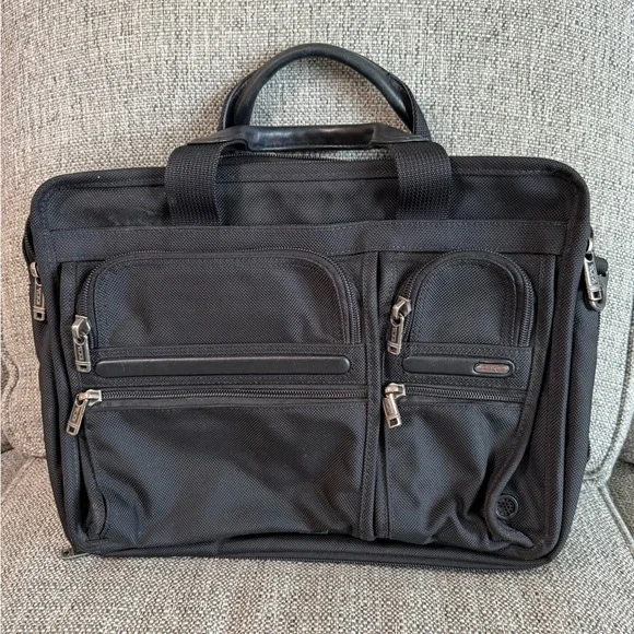 Tumi Alpha 26141D4 Black Expandable Large Dual Handle Briefcase Travel Bag