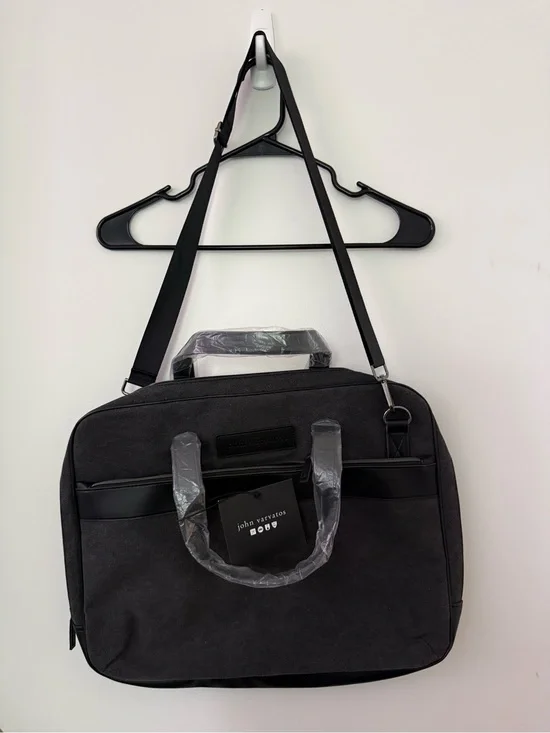 John Varvatos Black Canvas Messenger Bag for Men (parfum)
