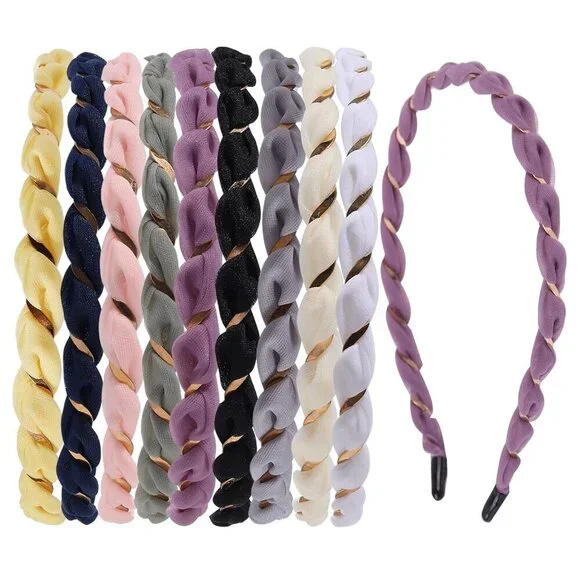 Thin Metal Headbands Women Girls Non Slip Stylish Hair Hoop Pack of 9