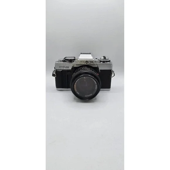 Minolta XG-M SLR Film Camera Black Silver tested Lens, Manuals, Accessories, Bag