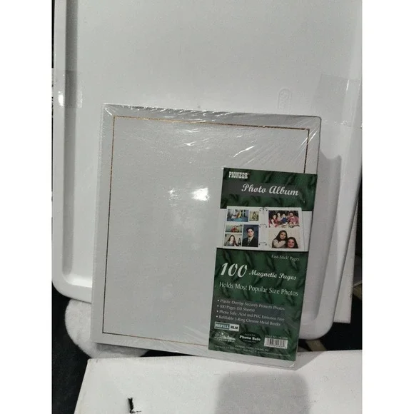 NEW Pioneer Photo Album Book 100 Magnetic Pages White 3 Ring Photo Safe Binder