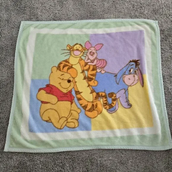 Disney Baby pastel green Winnie the Pooh, Tiger, Piglet soft blanket