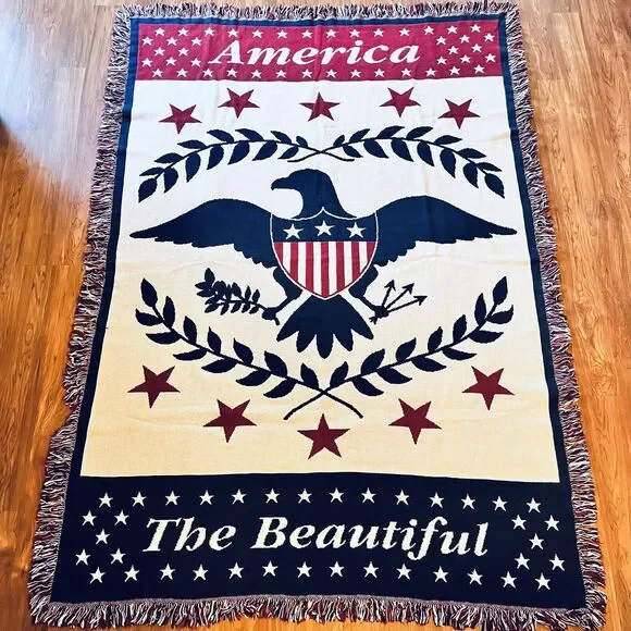 America The Beautiful Afghan Blanket Cotton 50