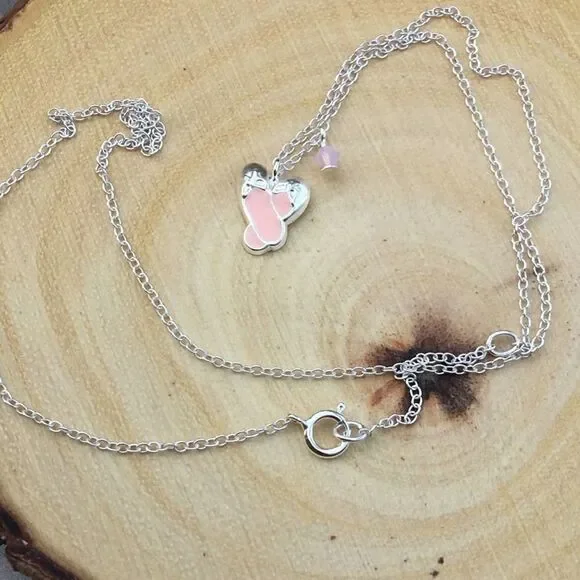 Girls Ballet Slippers Sterling Silver Swarovski Necklace