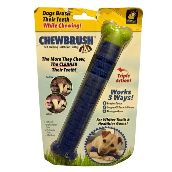 Chew Brush Blue Dog Self Brushing Toothbrush 1 Pk