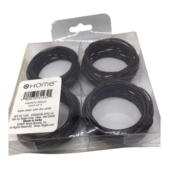 NEW Target Home Brown Metal Napkin Rings Set of 4 Table Decor