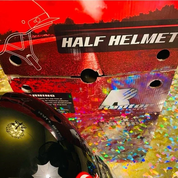 Glossy Black Half Helmet