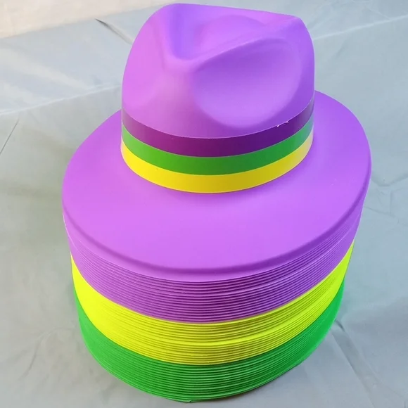 🌼 Mardi Gras Vibrant Plastic Party Hats