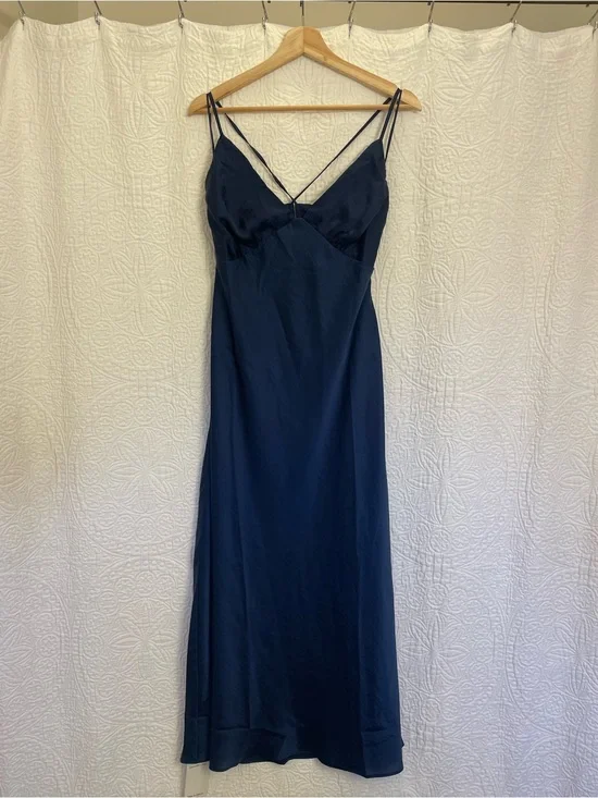 NWT A&F Julia Slip Tie-Back Maxi Dress in Midnight Blue