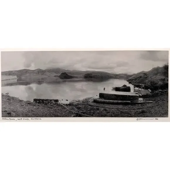 Oxbow Ranch Wolf Creek Montana B&W Photo 1986 Signed Western Holter Lake VTG