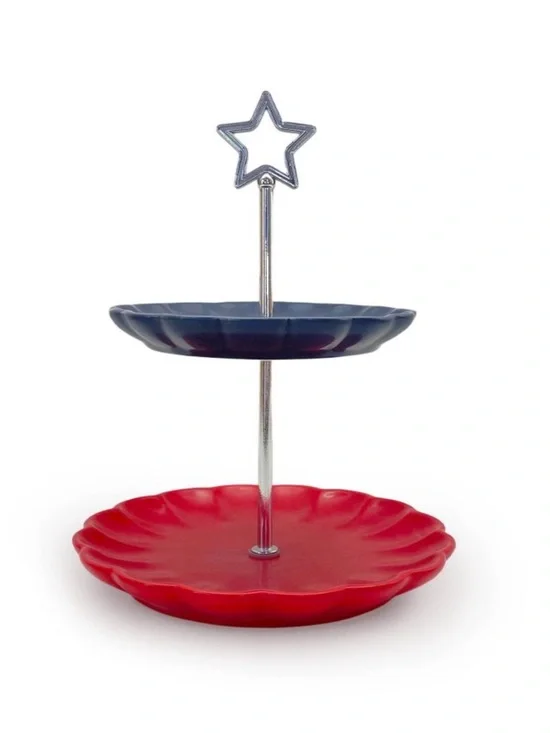 Two-Tier Red and Blue Ceramic Tiered Tray Target Bullseye’s Playground 2026