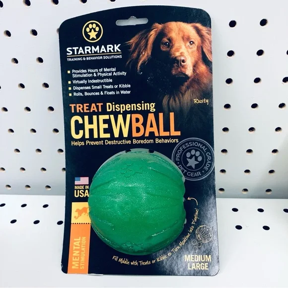 NEW STARMARK Dog Toy Treat Dispensing CHEWBALL Medium Large Green