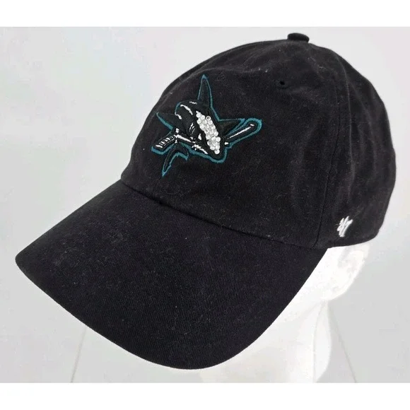 San Jose California Sharks Hockey Team‎ '47 Hat Throwback Crest With Jewels!