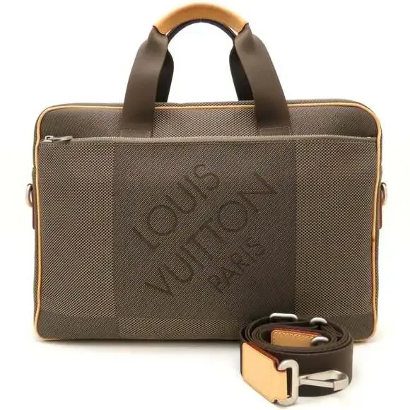 Louis Vuitton Brown and Tan Textured Laptop Briefcase